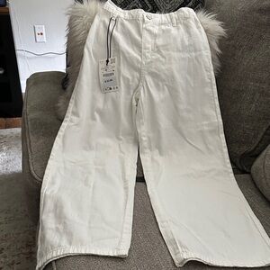 Zara White Wide-Leg Pants for girls